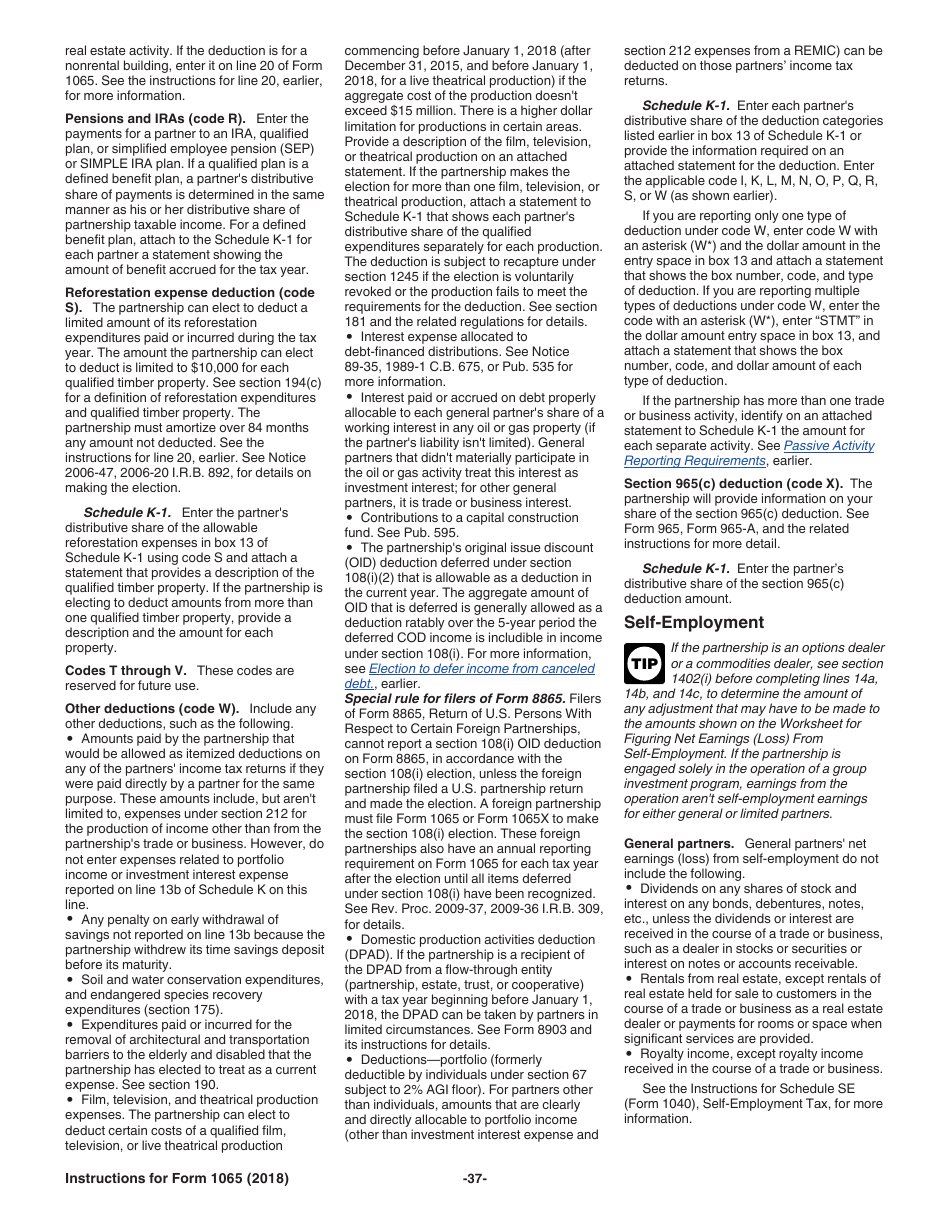 Instructions for IRS Form 1065 U.S. Return of Partnership Income, Page 37