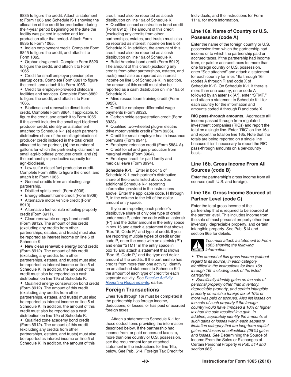 Instructions for IRS Form 1065 U.S. Return of Partnership Income, Page 40