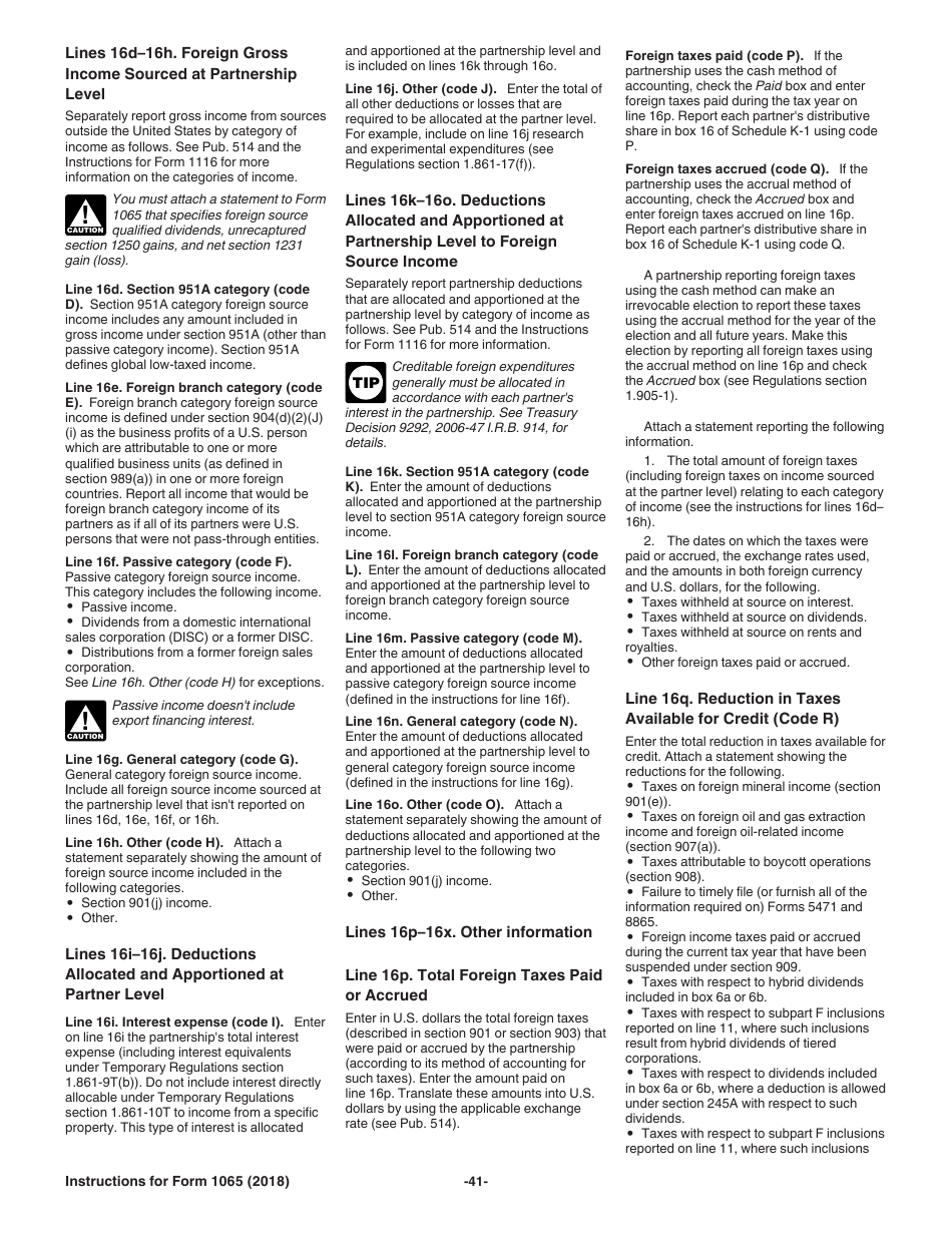 Instructions for IRS Form 1065 U.S. Return of Partnership Income, Page 41