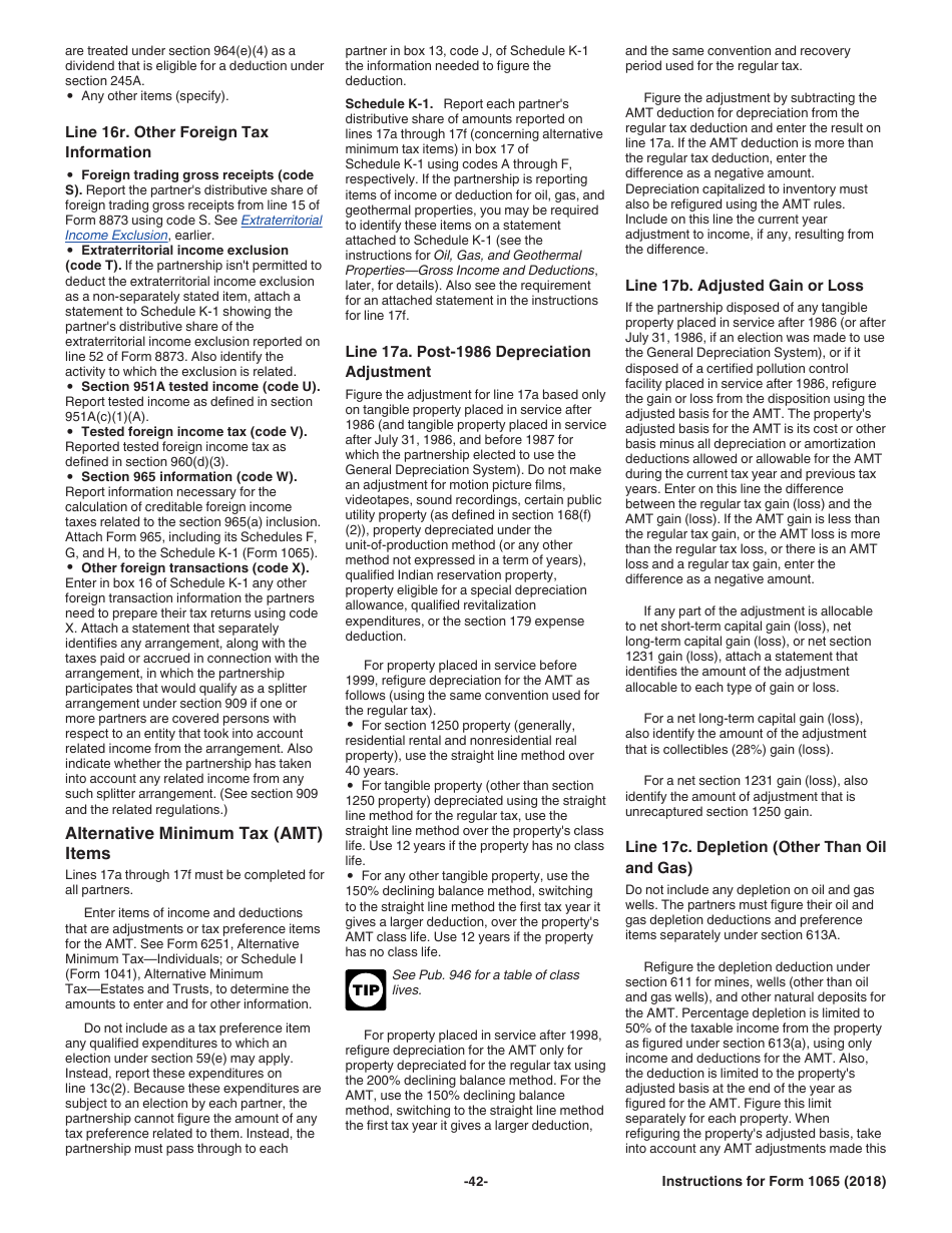 Instructions for IRS Form 1065 U.S. Return of Partnership Income, Page 42