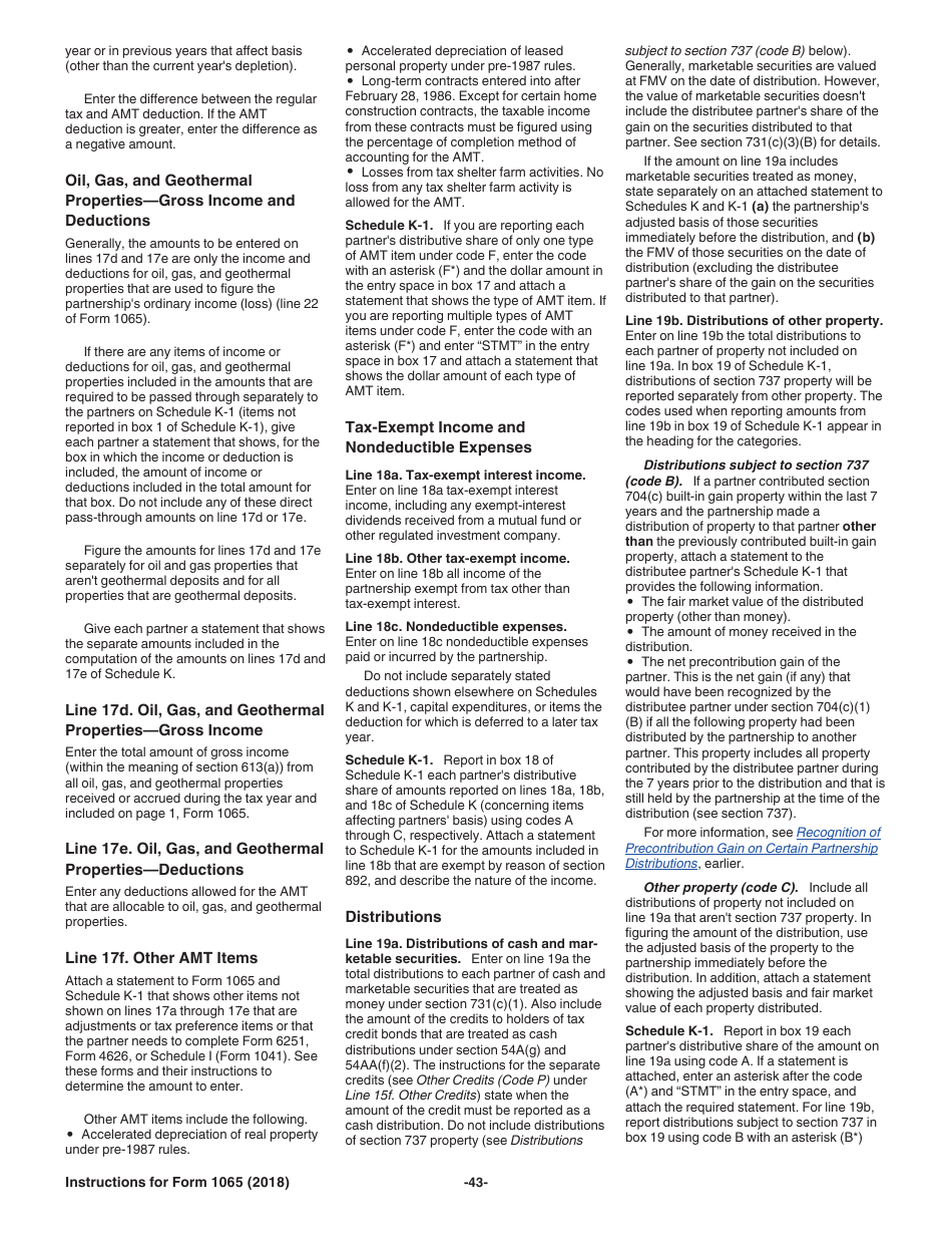 Instructions for IRS Form 1065 U.S. Return of Partnership Income, Page 43
