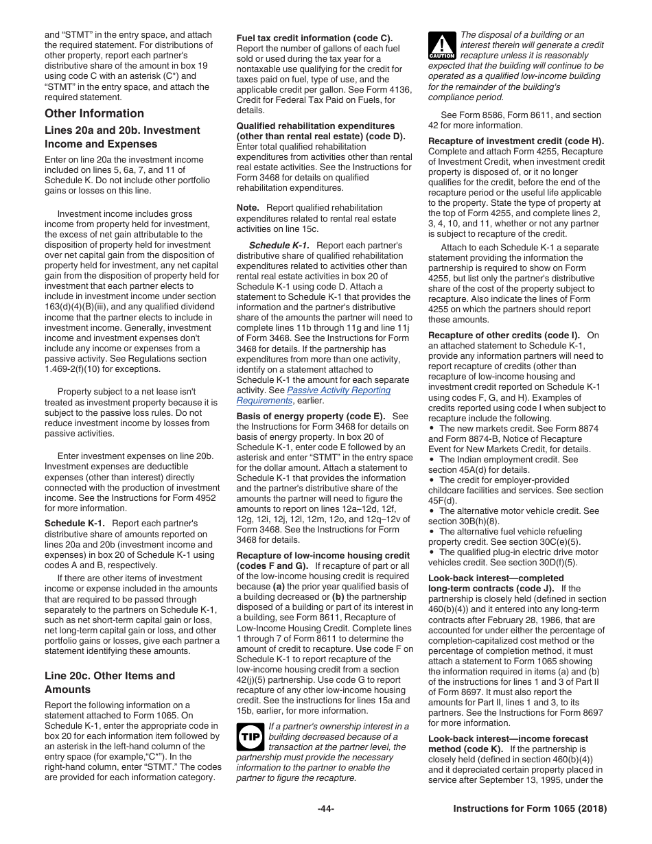 Instructions for IRS Form 1065 U.S. Return of Partnership Income, Page 44