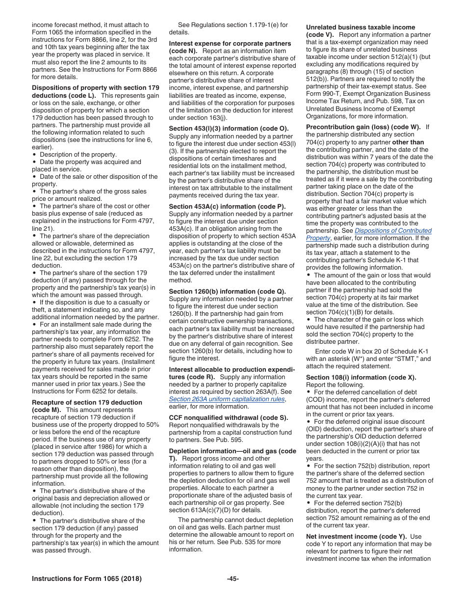 Instructions for IRS Form 1065 U.S. Return of Partnership Income, Page 45