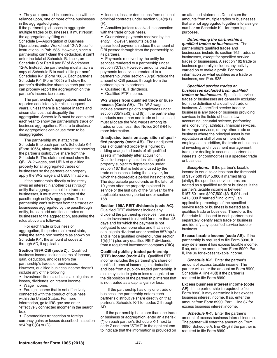 Instructions for IRS Form 1065 U.S. Return of Partnership Income, Page 47