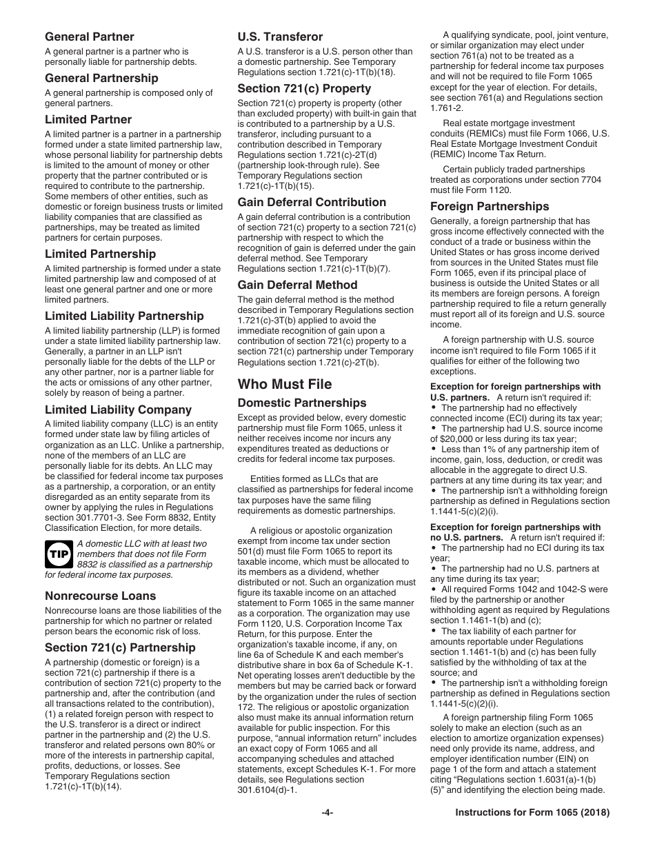 Instructions for IRS Form 1065 U.S. Return of Partnership Income, Page 4