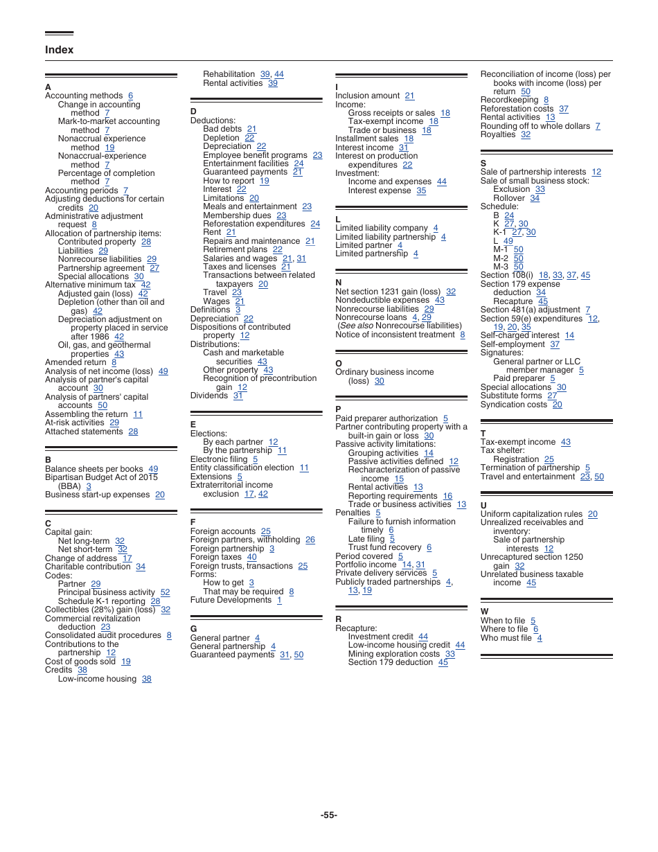 Instructions for IRS Form 1065 U.S. Return of Partnership Income, Page 55