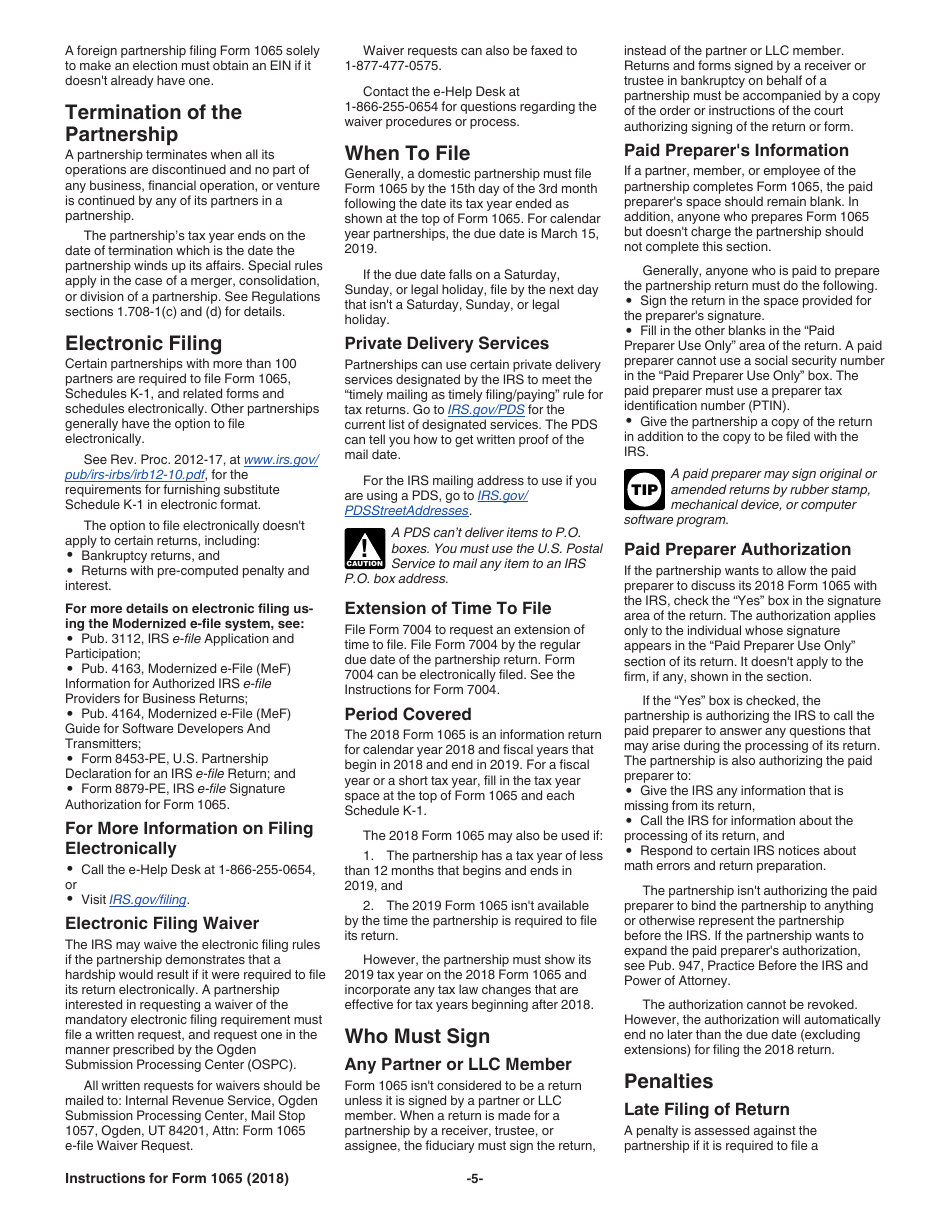 Instructions for IRS Form 1065 U.S. Return of Partnership Income, Page 5