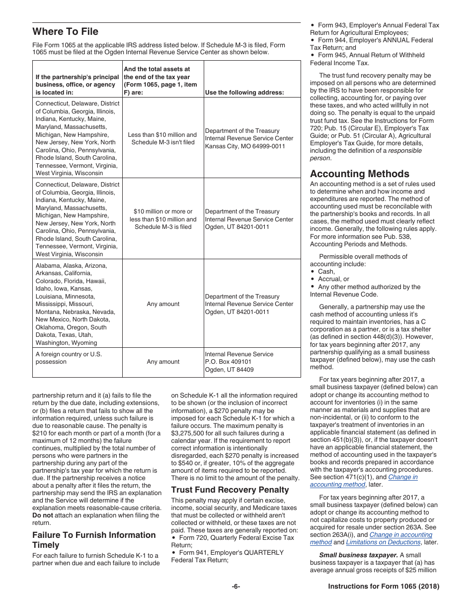 Instructions for IRS Form 1065 U.S. Return of Partnership Income, Page 6