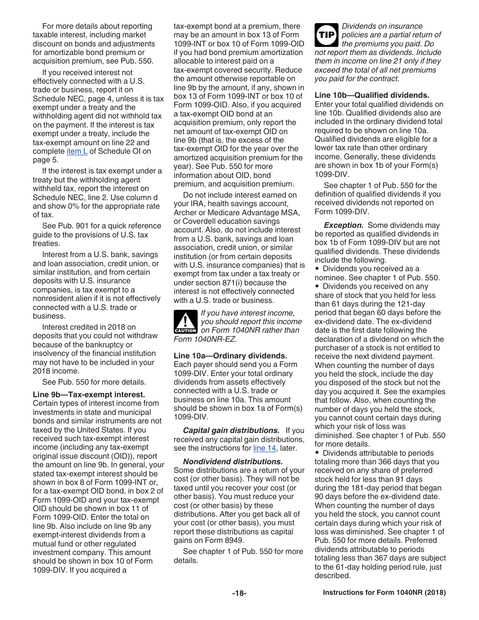 Instructions for IRS Form 1040NR U.S. Nonresident Alien Income Tax Return, Page 18