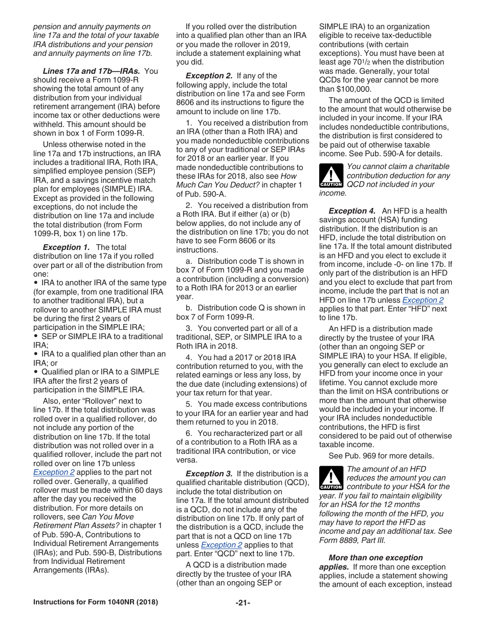 Instructions for IRS Form 1040NR U.S. Nonresident Alien Income Tax Return, Page 21