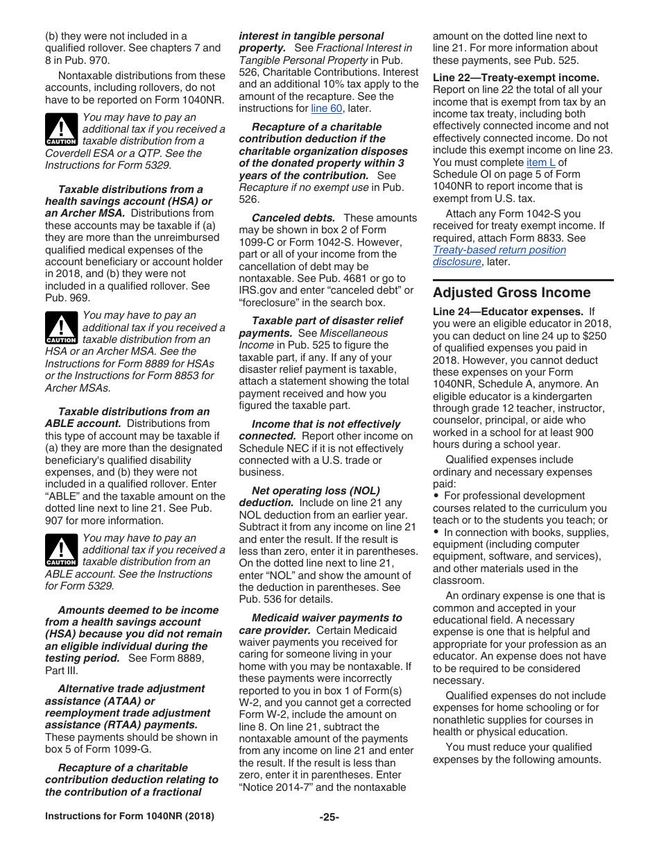 Instructions for IRS Form 1040NR U.S. Nonresident Alien Income Tax Return, Page 25