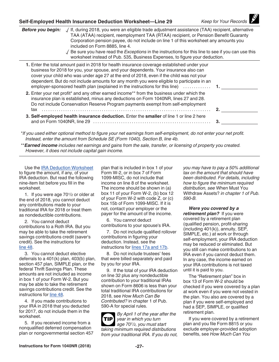 Instructions for IRS Form 1040NR U.S. Nonresident Alien Income Tax Return, Page 27