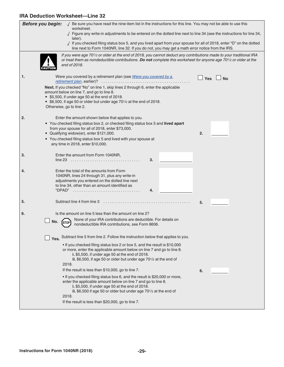 Instructions for IRS Form 1040NR U.S. Nonresident Alien Income Tax Return, Page 29