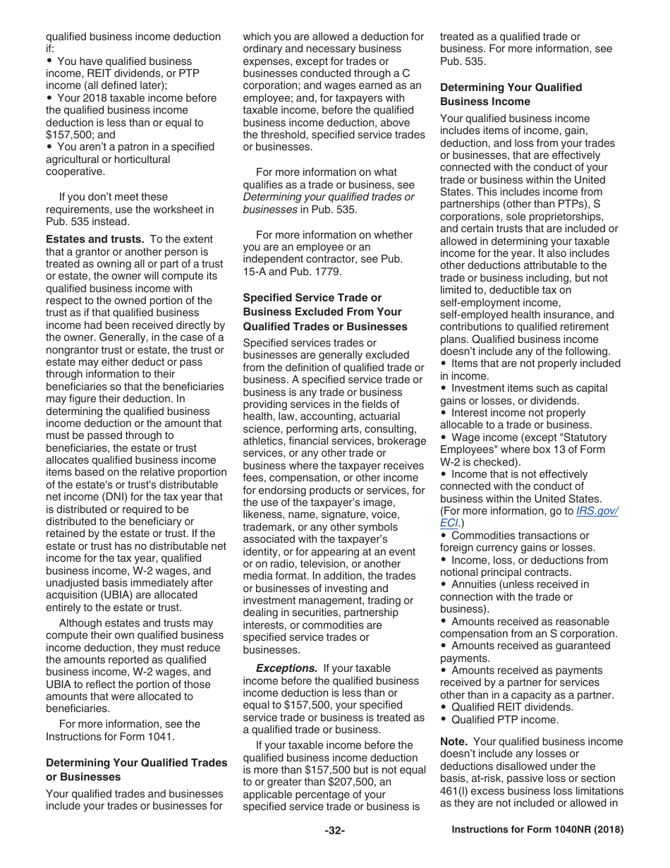 Instructions for IRS Form 1040NR U.S. Nonresident Alien Income Tax Return, Page 32
