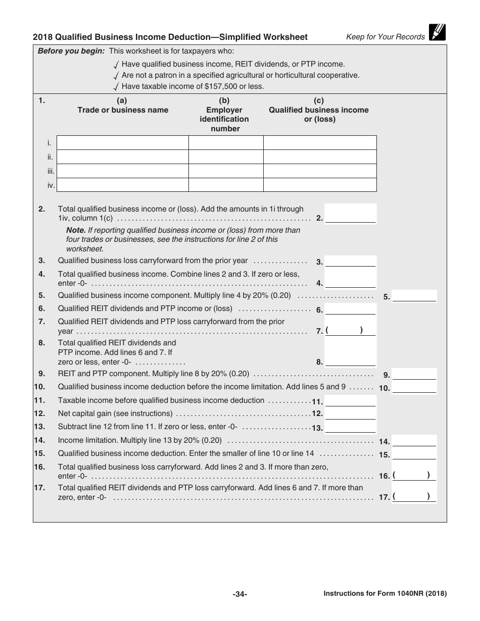 Instructions for IRS Form 1040NR U.S. Nonresident Alien Income Tax Return, Page 34