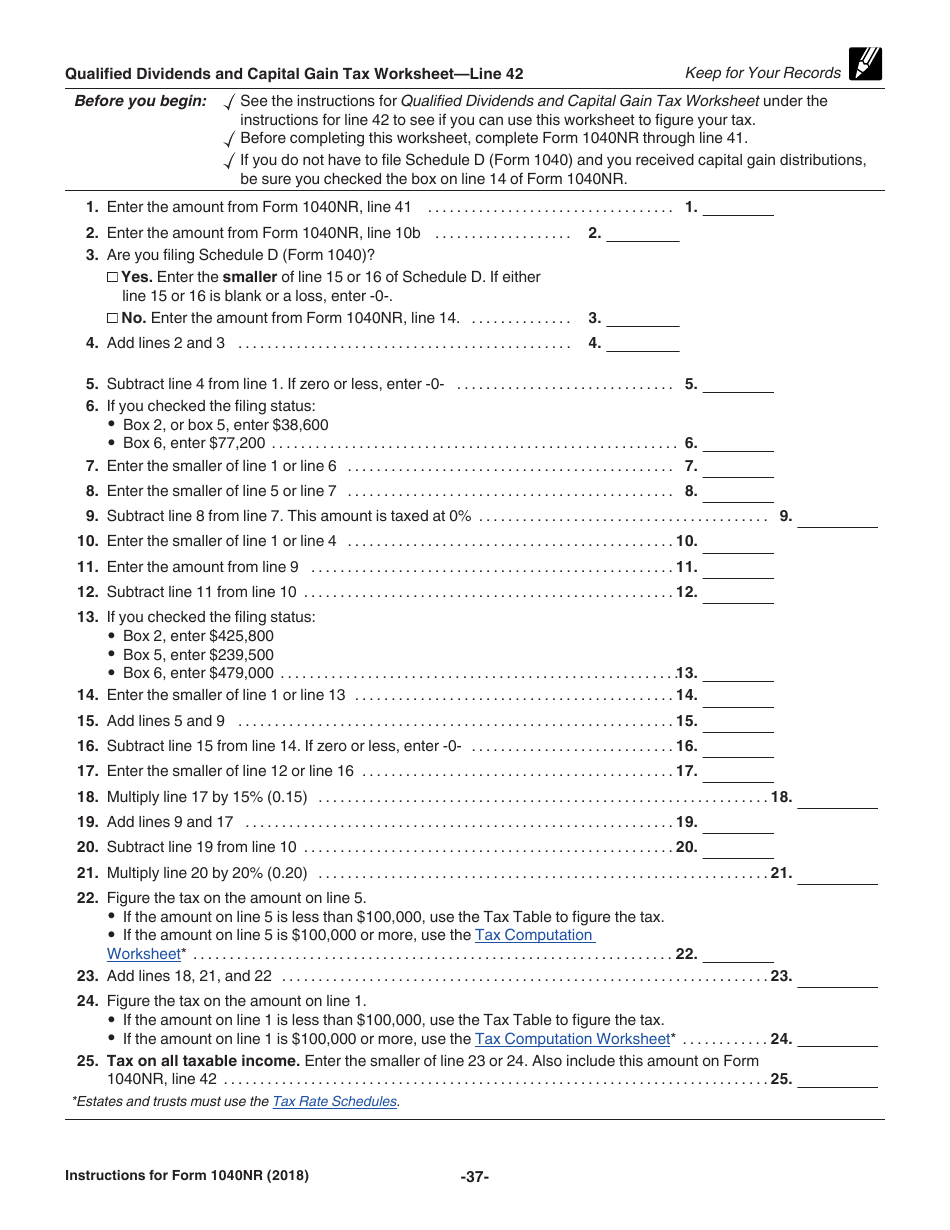 Instructions for IRS Form 1040NR U.S. Nonresident Alien Income Tax Return, Page 37
