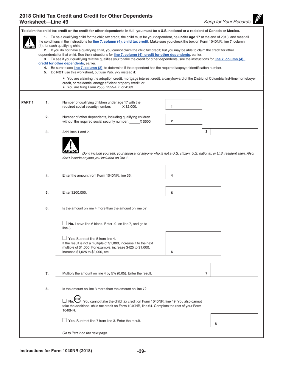 Instructions for IRS Form 1040NR U.S. Nonresident Alien Income Tax Return, Page 39