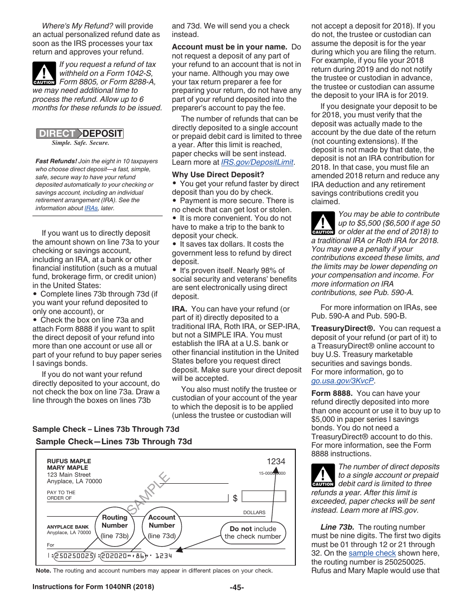Instructions for IRS Form 1040NR U.S. Nonresident Alien Income Tax Return, Page 45