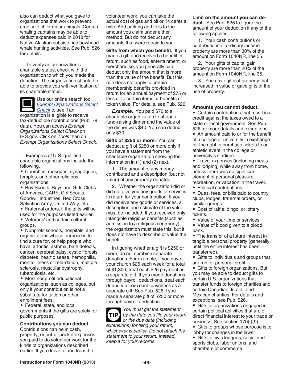 Instructions for IRS Form 1040NR U.S. Nonresident Alien Income Tax Return, Page 49