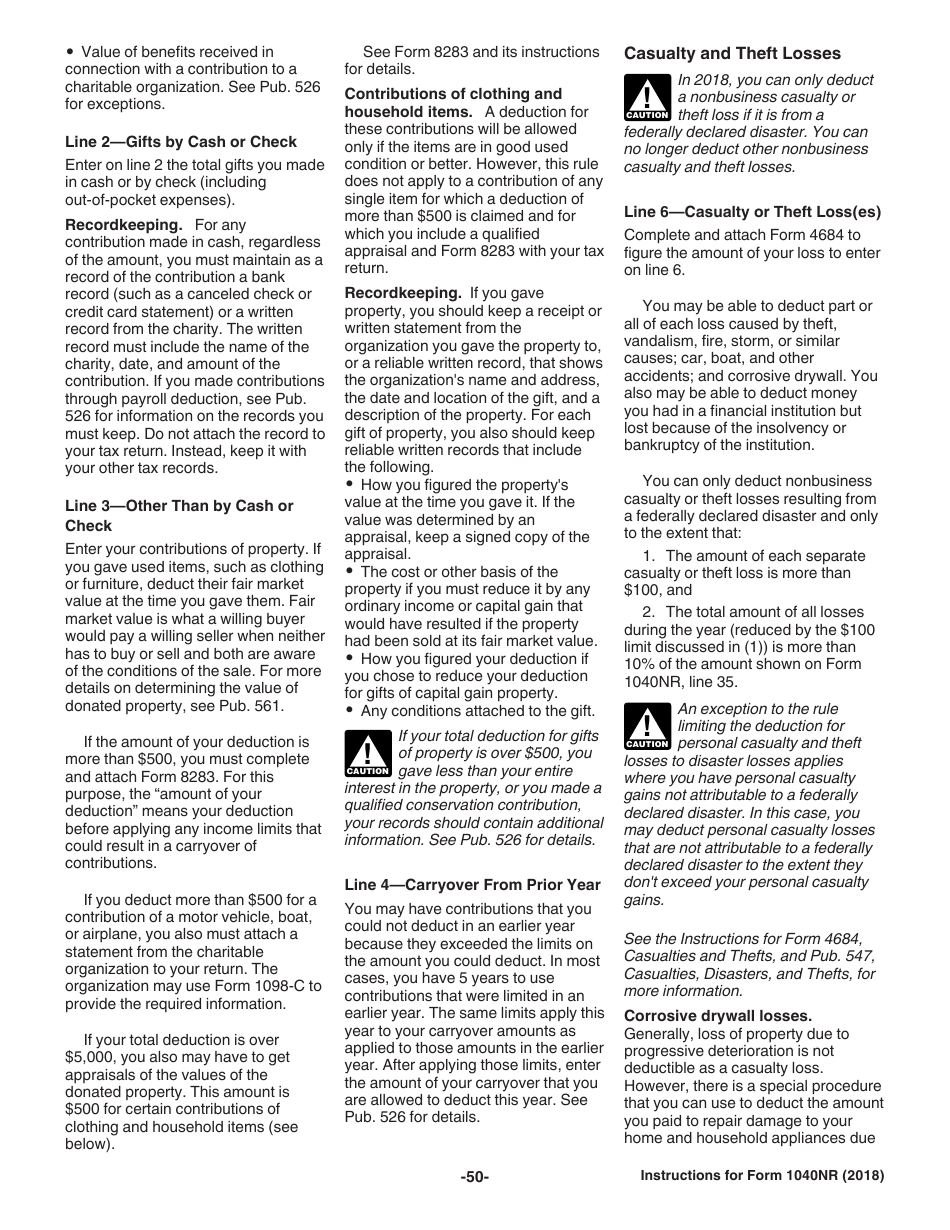 Instructions for IRS Form 1040NR U.S. Nonresident Alien Income Tax Return, Page 50