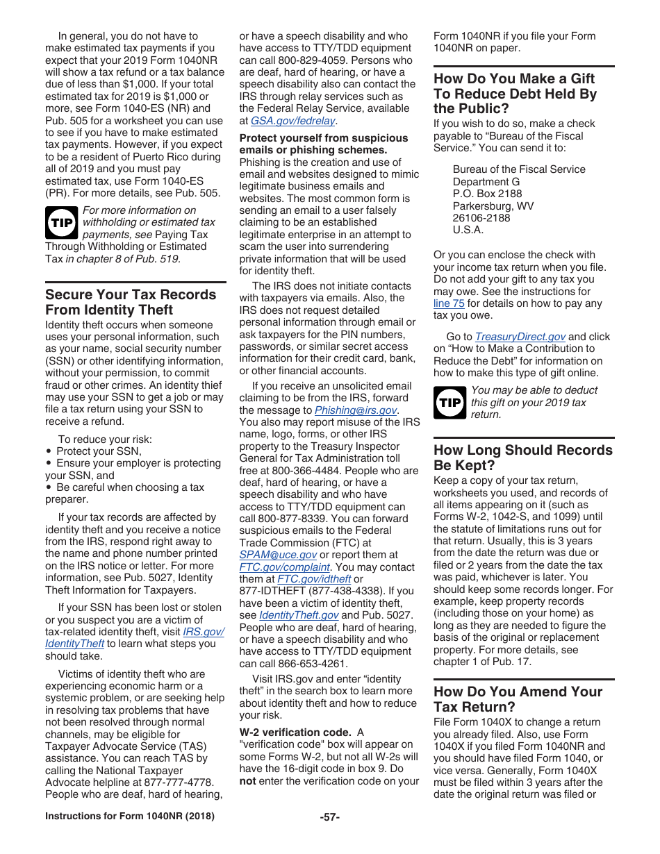 Instructions for IRS Form 1040NR U.S. Nonresident Alien Income Tax Return, Page 57