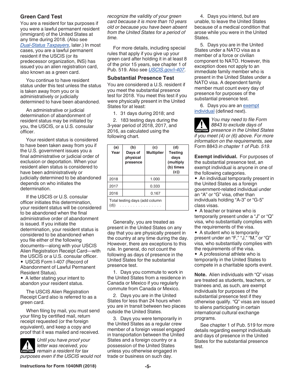 Instructions for IRS Form 1040NR U.S. Nonresident Alien Income Tax Return, Page 5