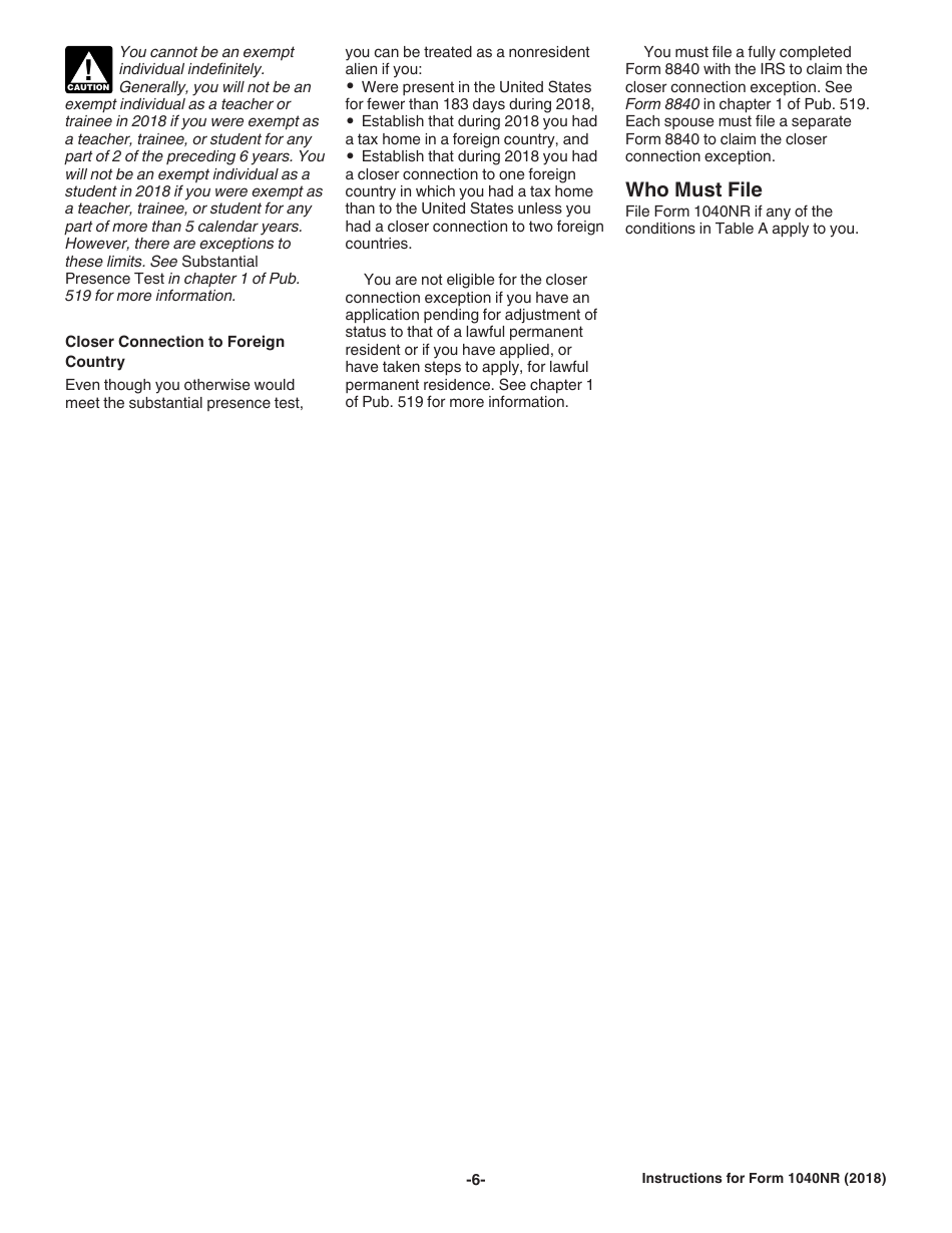 Instructions for IRS Form 1040NR U.S. Nonresident Alien Income Tax Return, Page 6