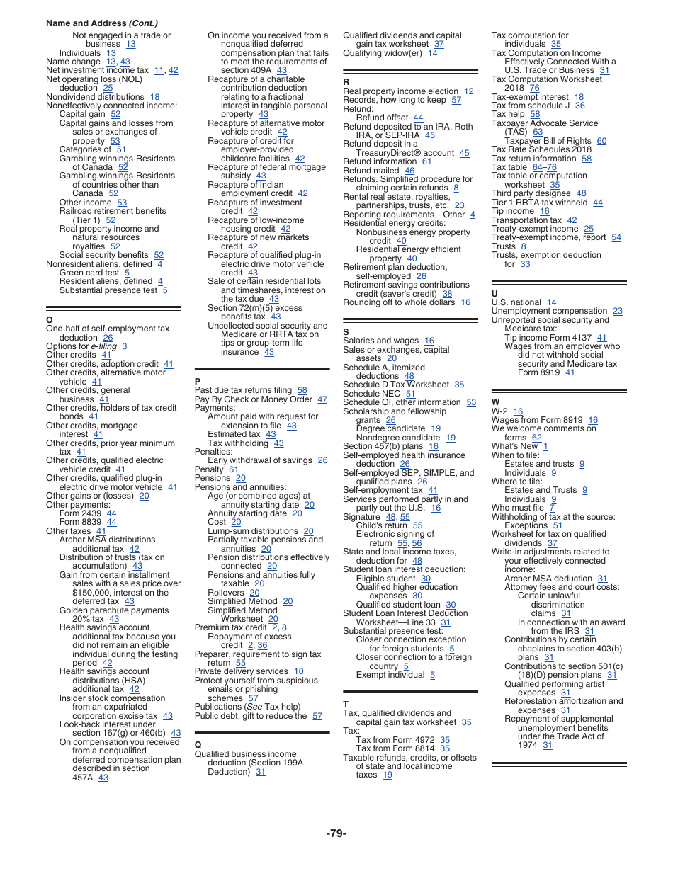 Instructions for IRS Form 1040NR U.S. Nonresident Alien Income Tax Return, Page 79