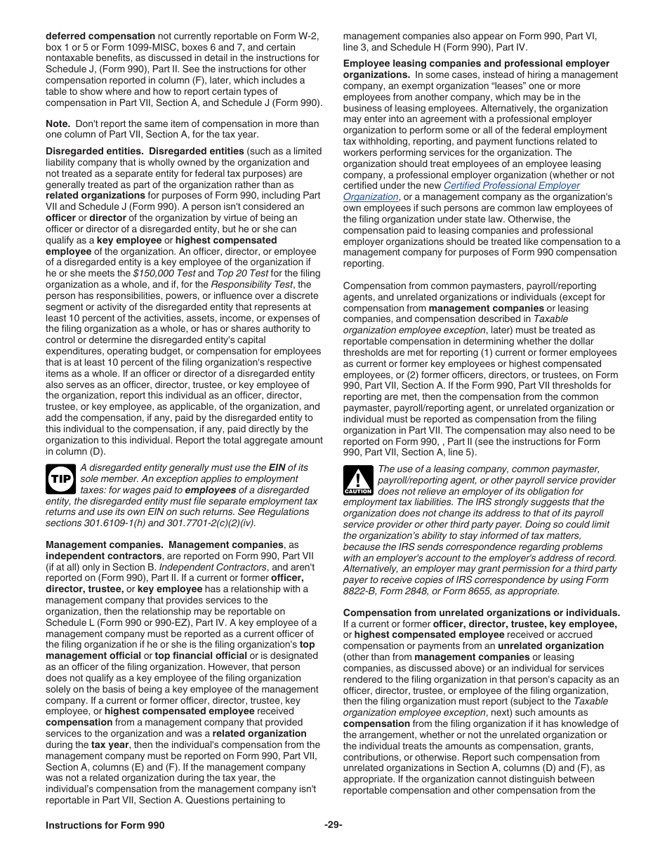 Instructions for IRS Form 990 Return of Organization Exempt From Income Tax, Page 29