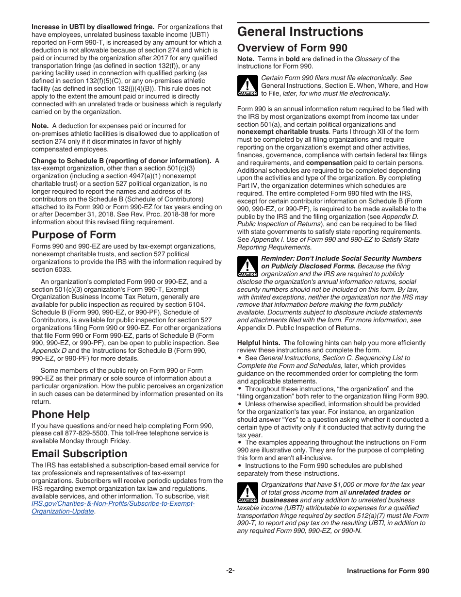 Instructions for IRS Form 990 Return of Organization Exempt From Income Tax, Page 2
