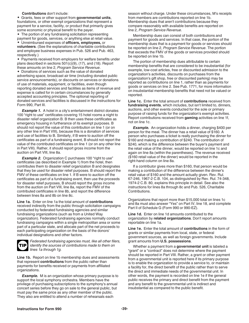 Instructions for IRS Form 990 Return of Organization Exempt From Income Tax, Page 39