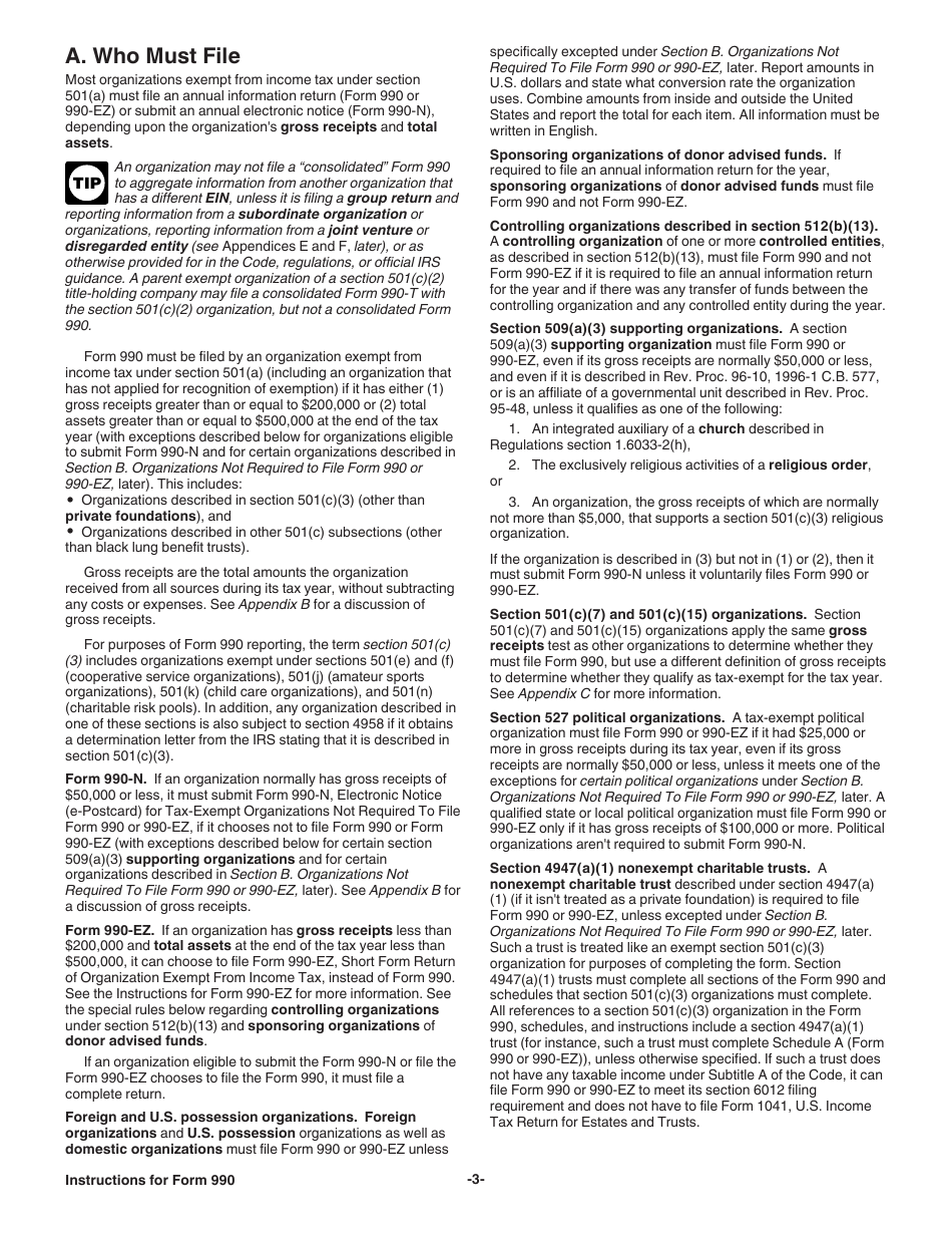 Instructions for IRS Form 990 Return of Organization Exempt From Income Tax, Page 3