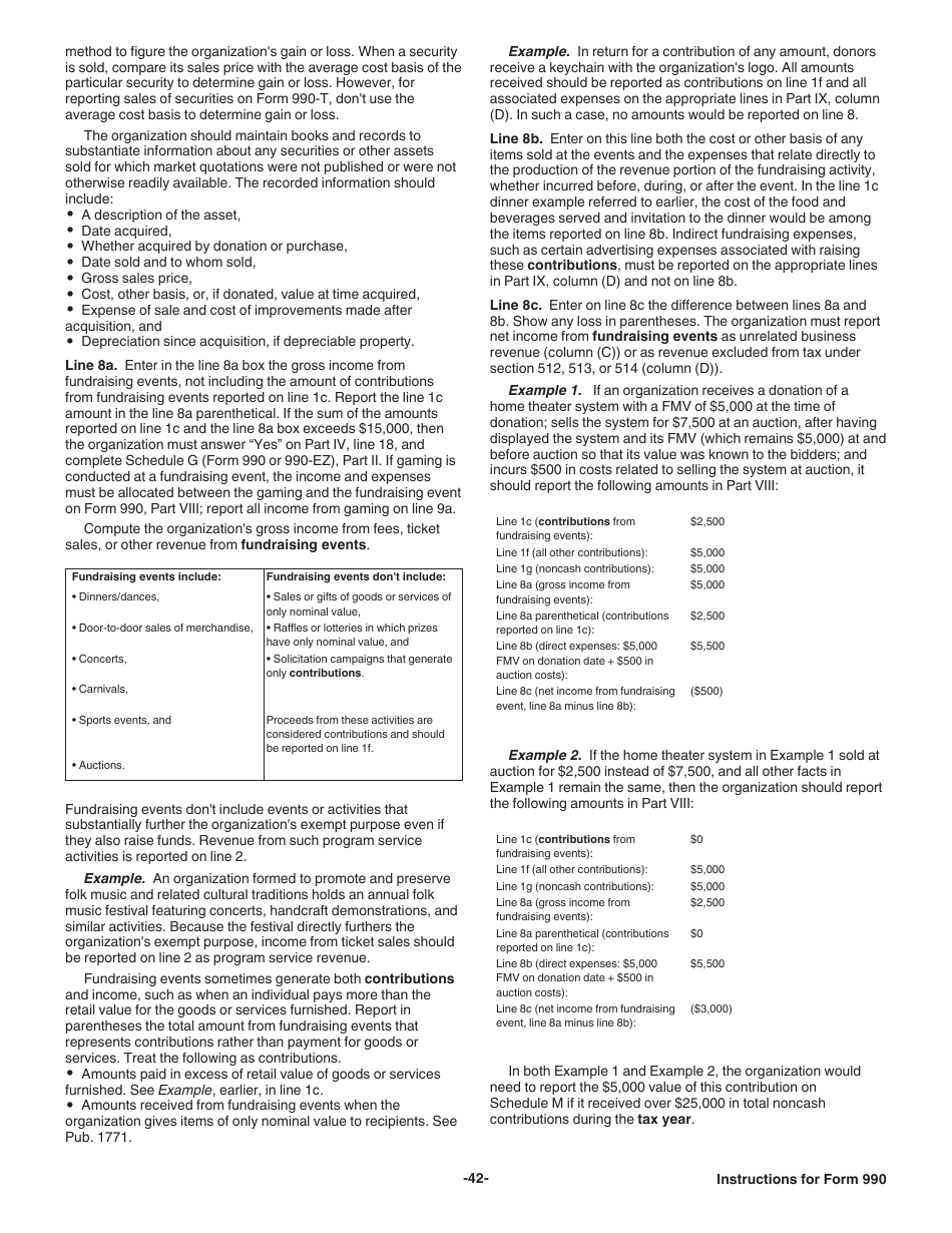Instructions for IRS Form 990 Return of Organization Exempt From Income Tax, Page 42