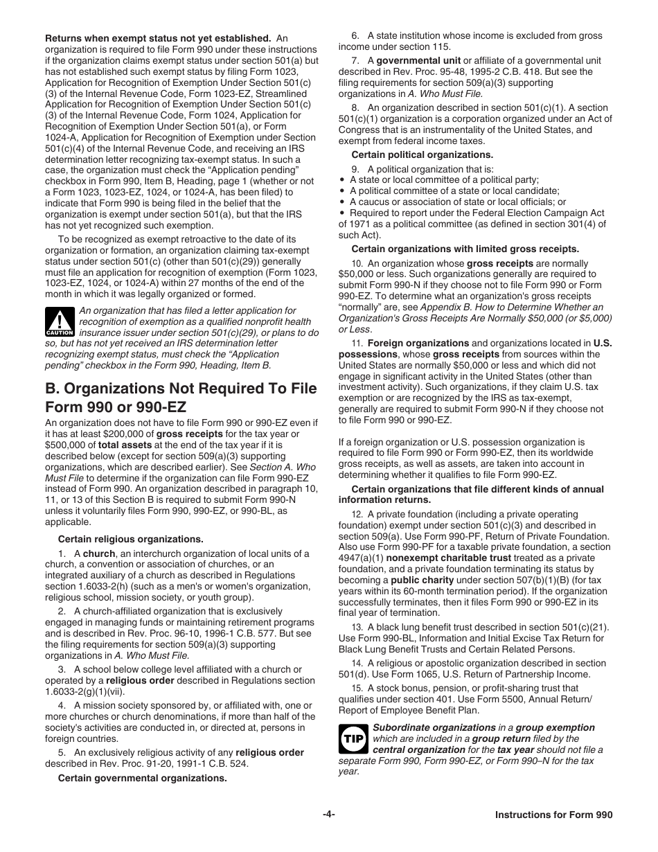 Instructions for IRS Form 990 Return of Organization Exempt From Income Tax, Page 4