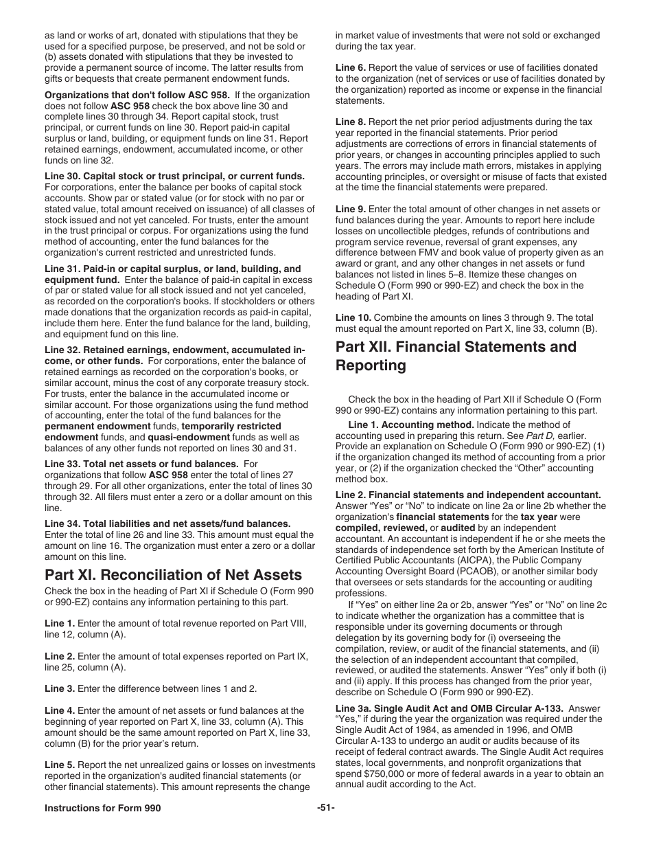 Instructions for IRS Form 990 Return of Organization Exempt From Income Tax, Page 51