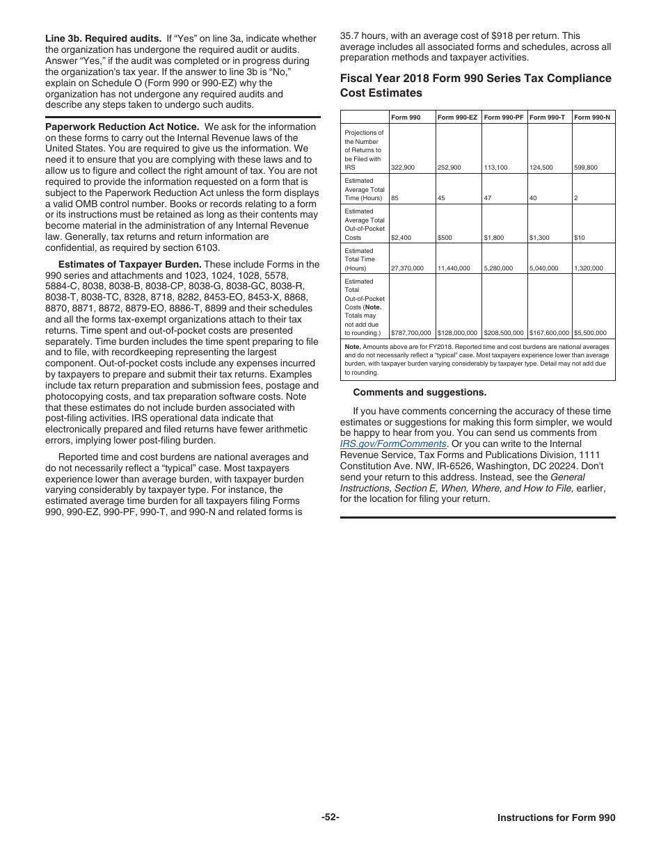 Instructions for IRS Form 990 Return of Organization Exempt From Income Tax, Page 52