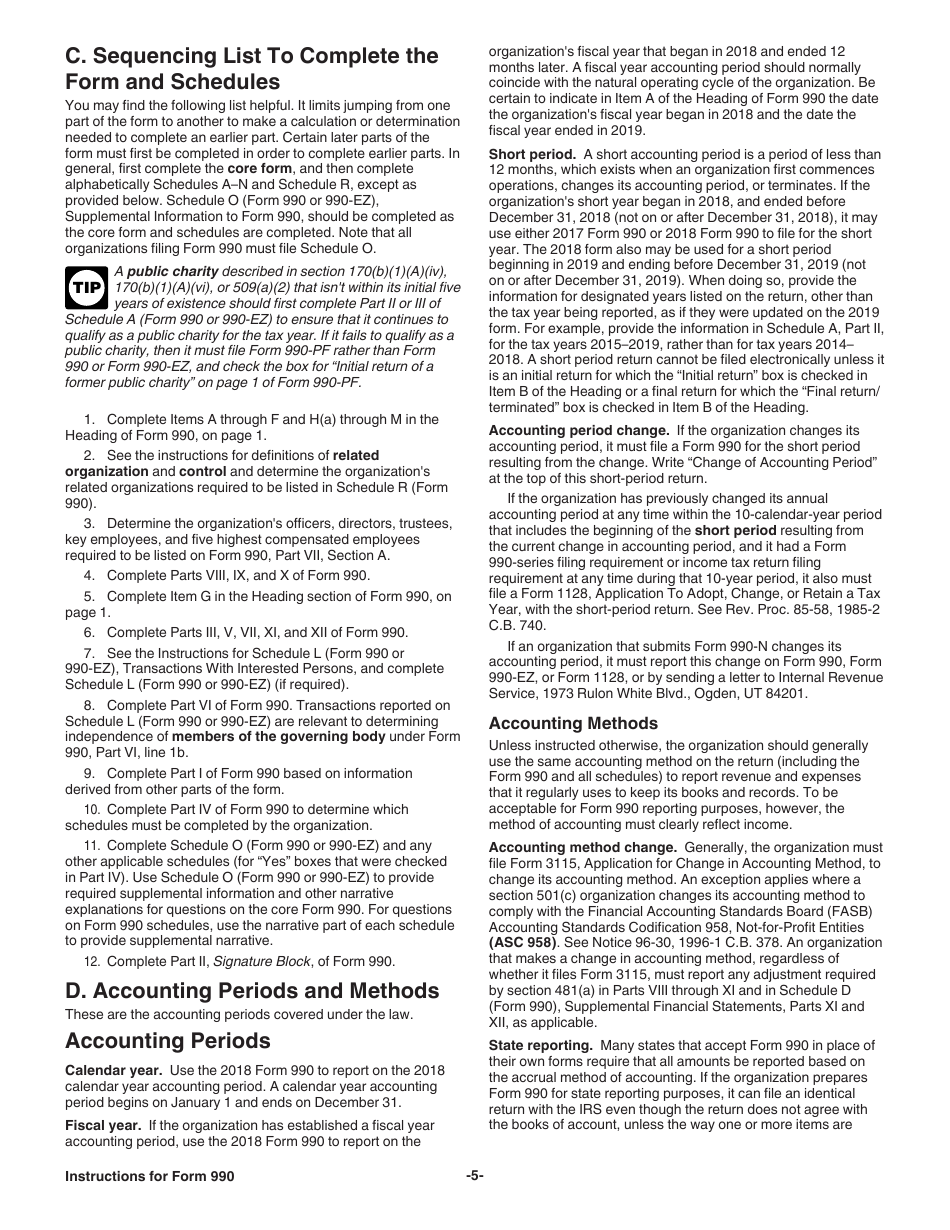Instructions for IRS Form 990 Return of Organization Exempt From Income Tax, Page 5