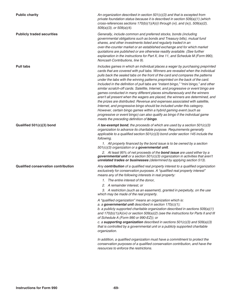 Instructions for IRS Form 990 Return of Organization Exempt From Income Tax, Page 69