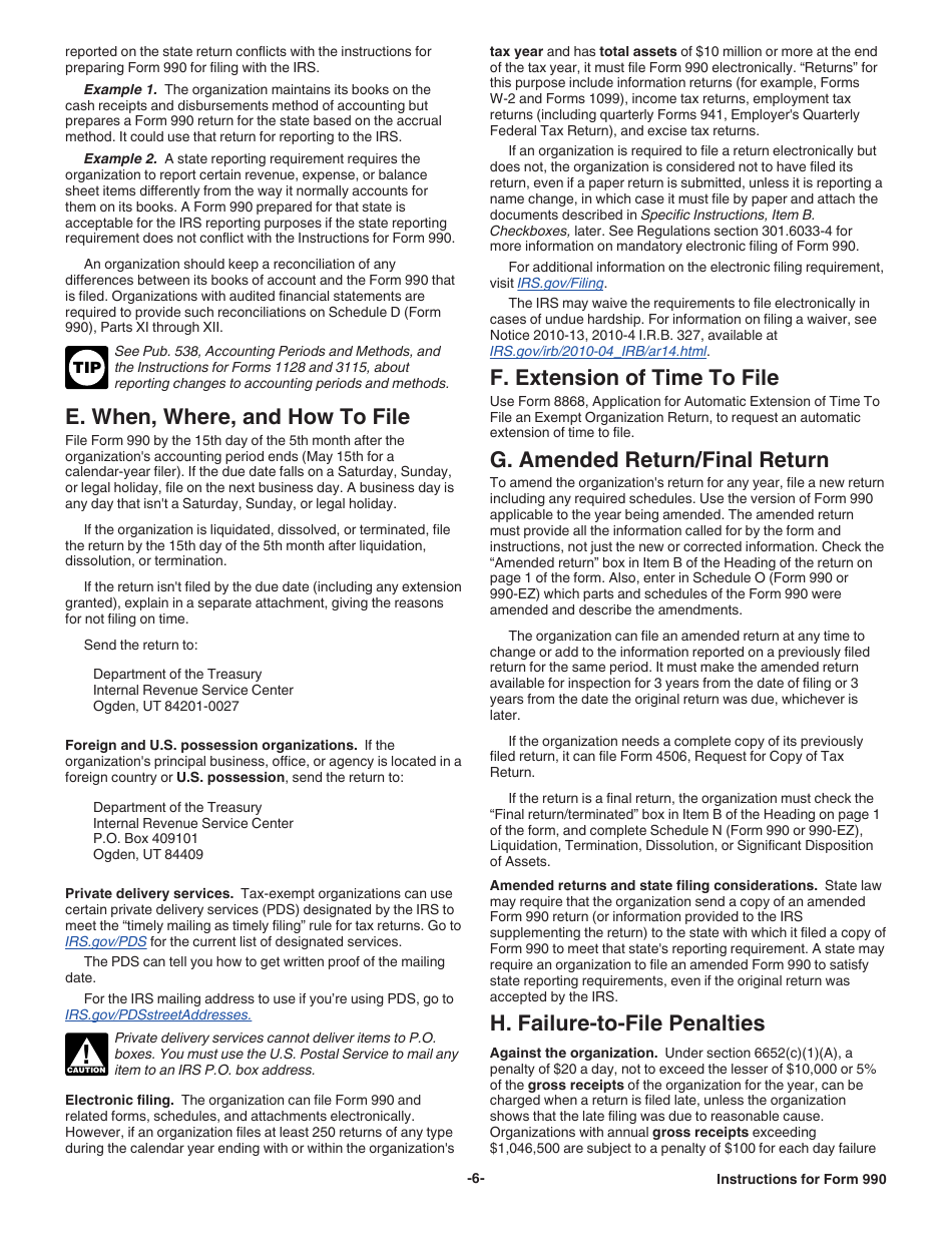 Instructions for IRS Form 990 Return of Organization Exempt From Income Tax, Page 6