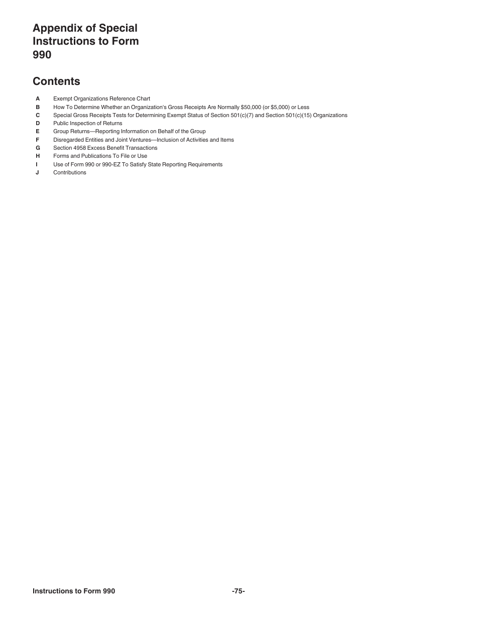 Instructions for IRS Form 990 Return of Organization Exempt From Income Tax, Page 75