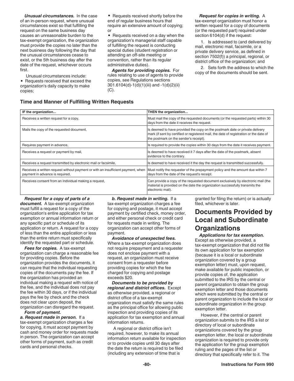 Instructions for IRS Form 990 Return of Organization Exempt From Income Tax, Page 80