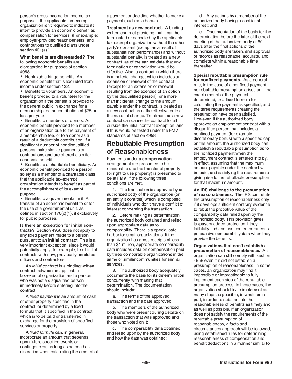 Instructions for IRS Form 990 Return of Organization Exempt From Income Tax, Page 88