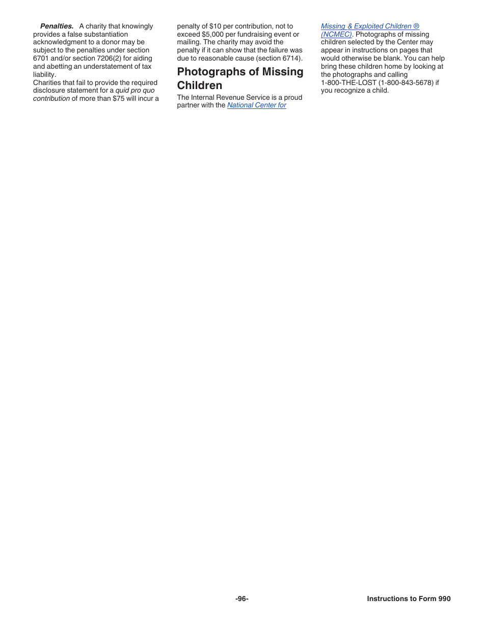 Instructions for IRS Form 990 Return of Organization Exempt From Income Tax, Page 96