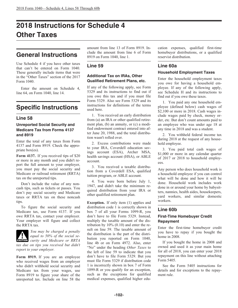 Instructions for IRS Form 1040 U.S. Individual Income Tax Return, Page 102