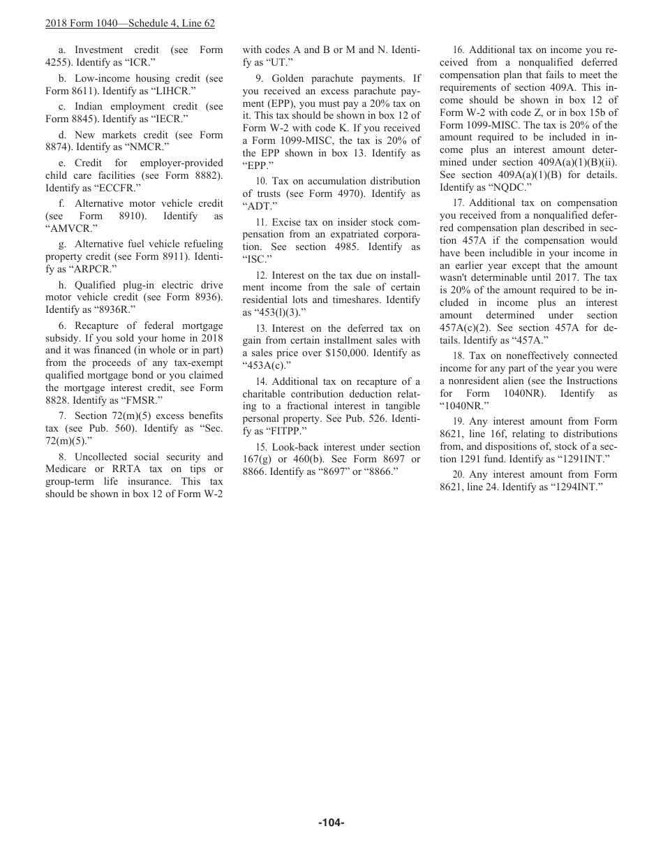 Instructions for IRS Form 1040 U.S. Individual Income Tax Return, Page 104