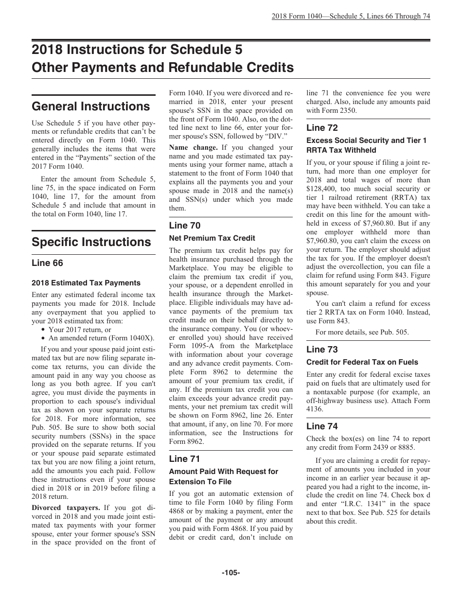 Instructions for IRS Form 1040 U.S. Individual Income Tax Return, Page 105