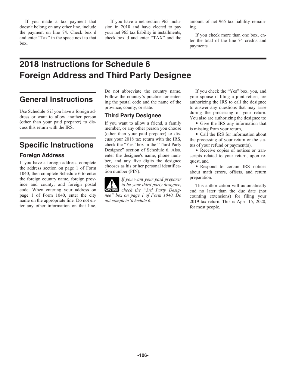 Instructions for IRS Form 1040 U.S. Individual Income Tax Return, Page 106