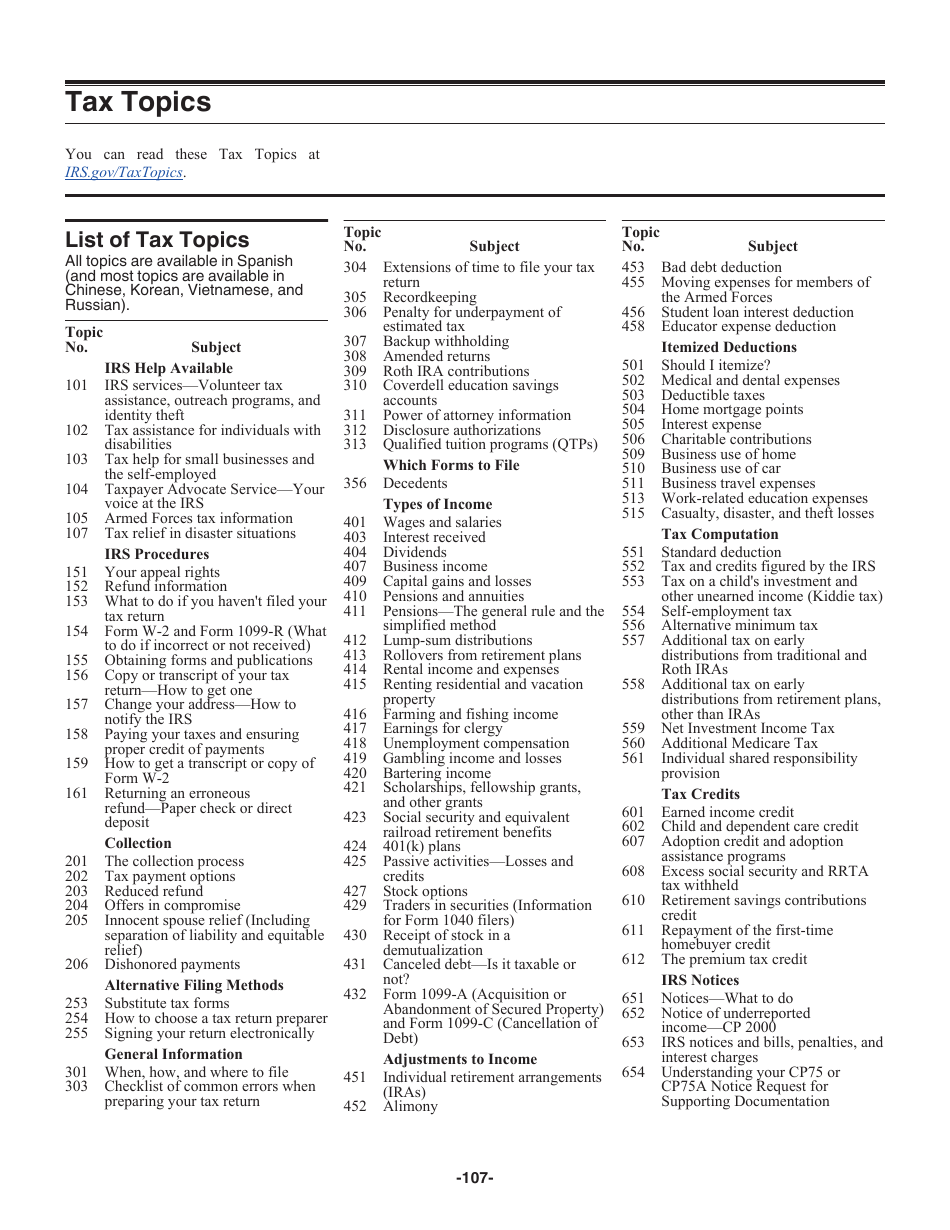 Instructions for IRS Form 1040 U.S. Individual Income Tax Return, Page 107