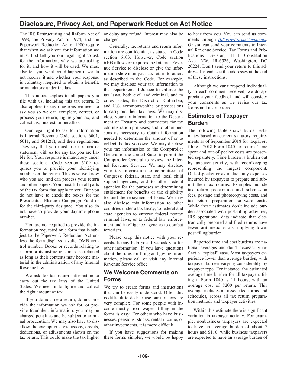 Instructions for IRS Form 1040 U.S. Individual Income Tax Return, Page 109