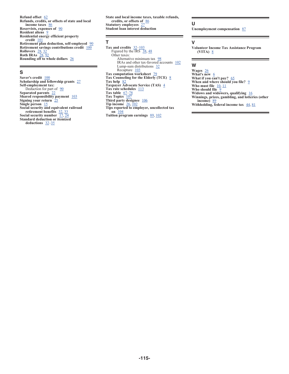 Instructions for IRS Form 1040 U.S. Individual Income Tax Return, Page 115